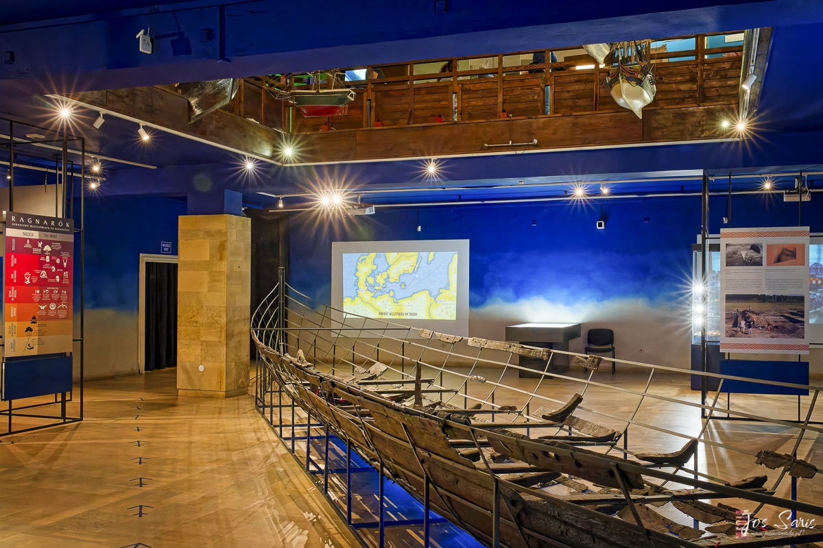a museum with a large display of boats