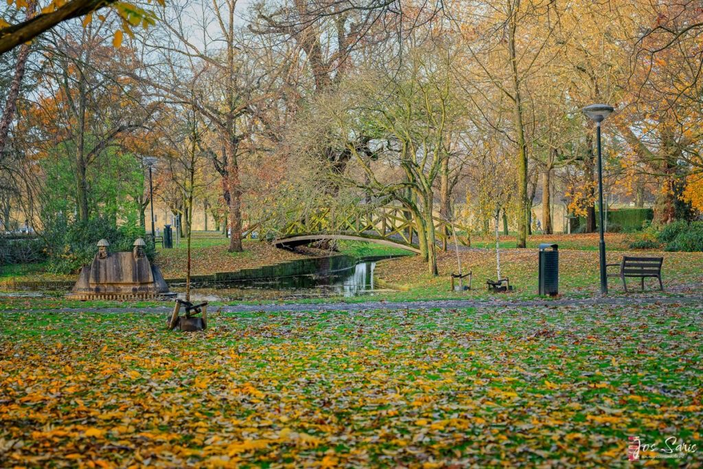 Wilhelminapark in Venlo getooid in herfstkleuren.