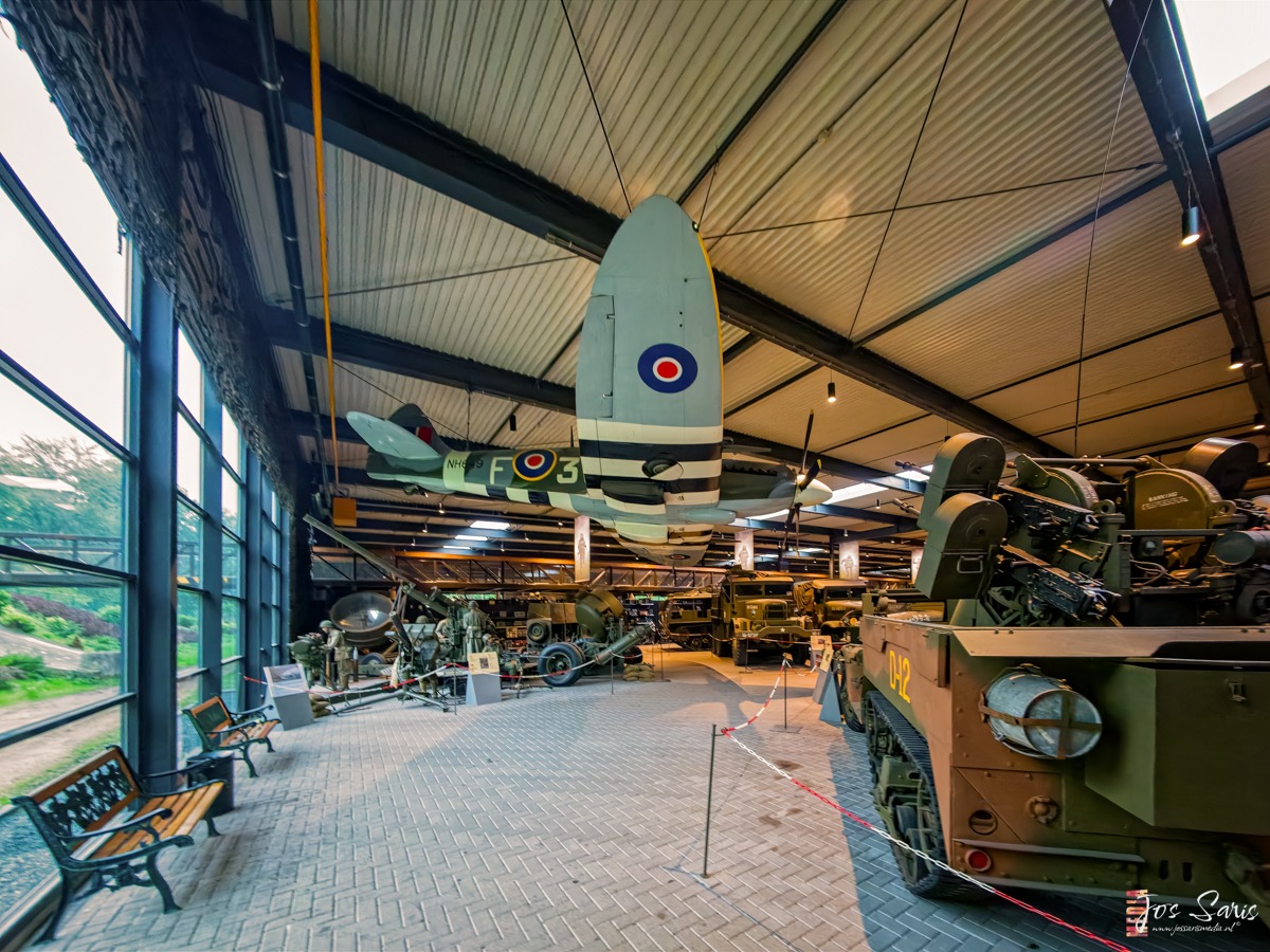 a military vehicles inside a building